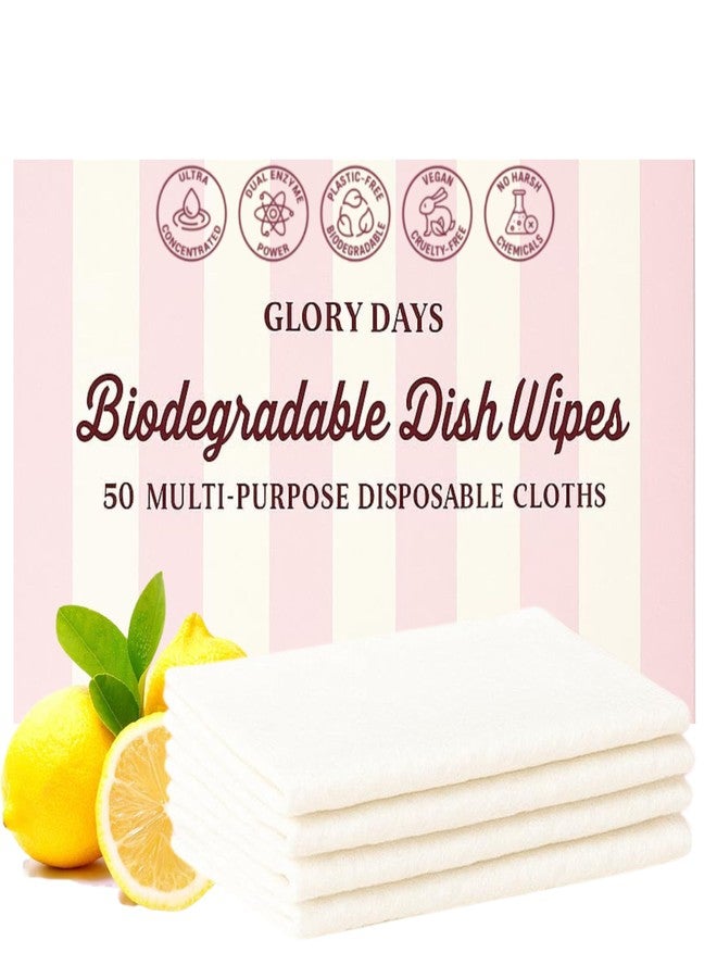 Glory Days Biodegradable Dish Wipes - 50 Count Pre-Soaped Plant-Based Cloths for Travel Camping & Everyday Use Eco-Friendly & Vegan - Image 1